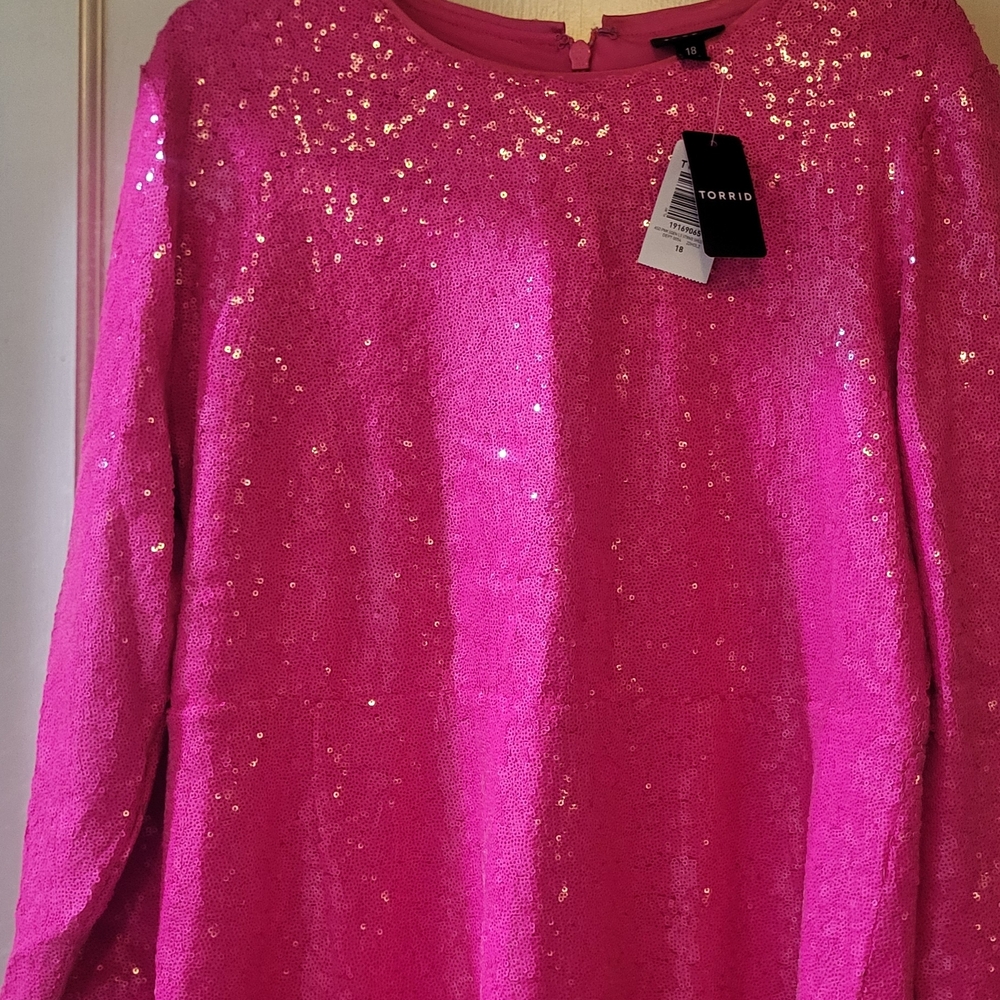 Torrid Pink Sequin Long Sleeve Top